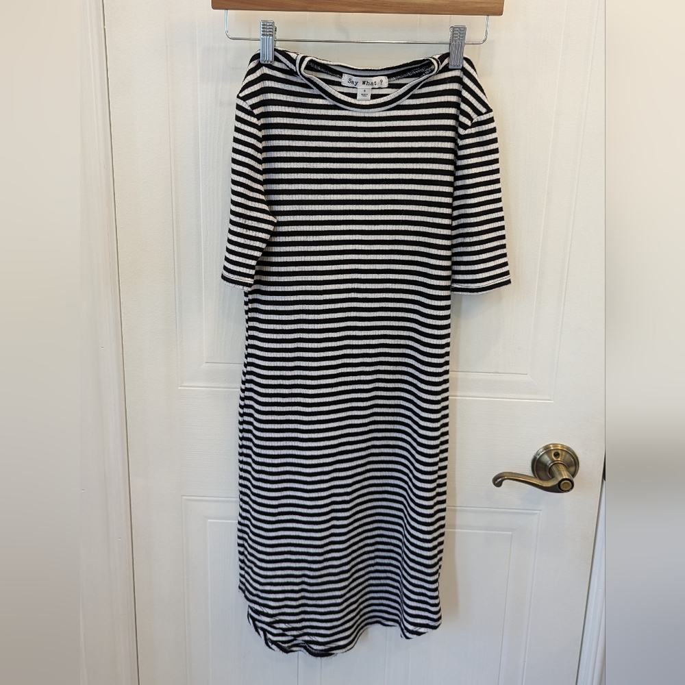 ✨BOGO ALL $5 ITEMS✨ say what? striped bodycon mini dress